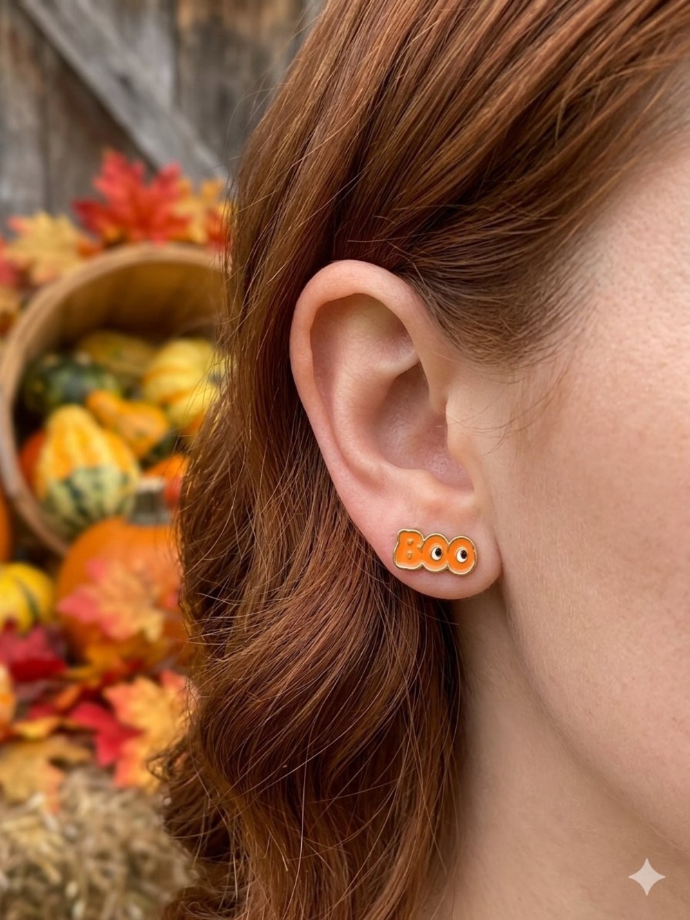 Halloween 'BOO' Enamel Stud Earrings - New